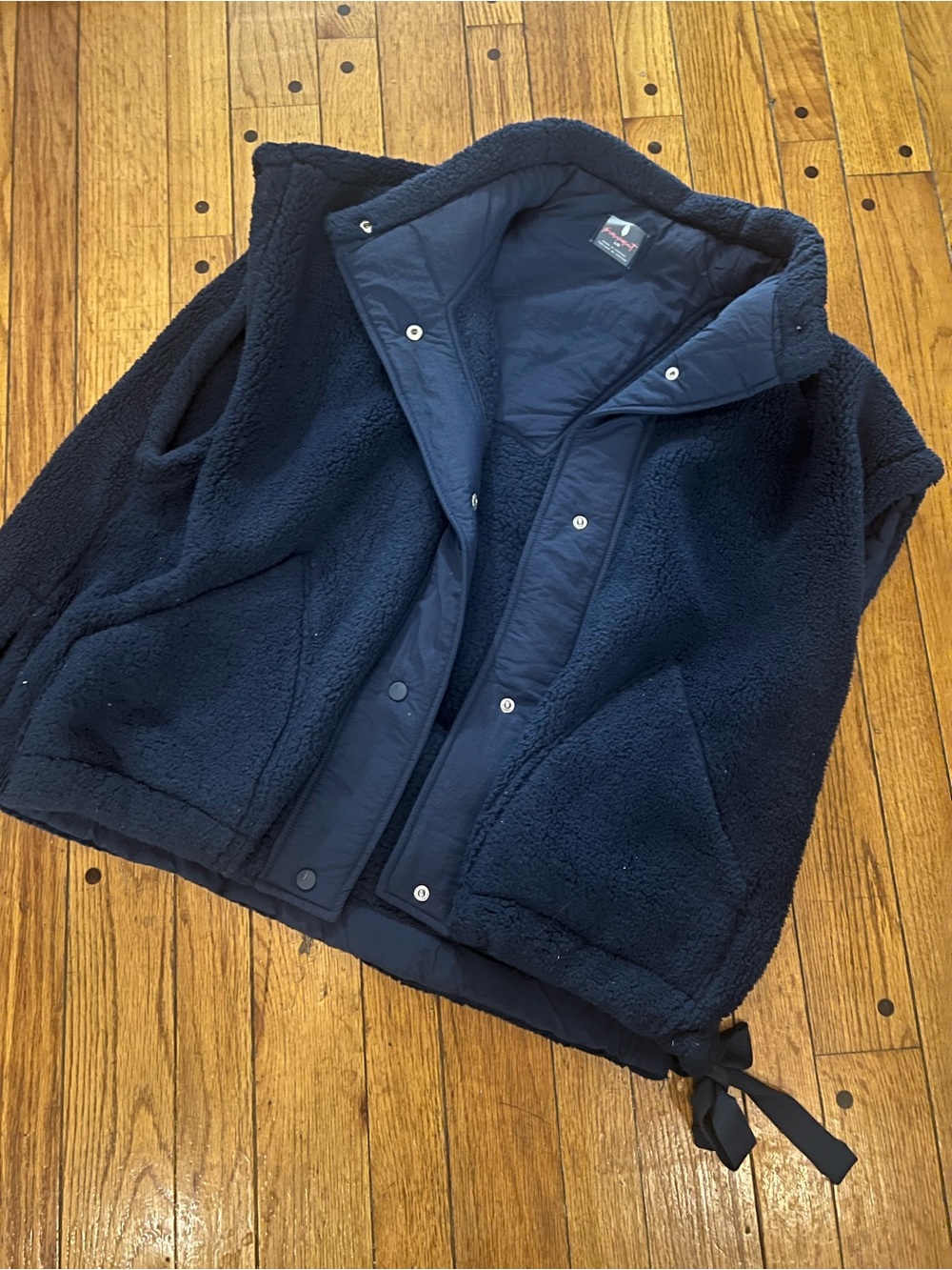 Free People Navy Sherpa Vest oversized scout it out vest navy
